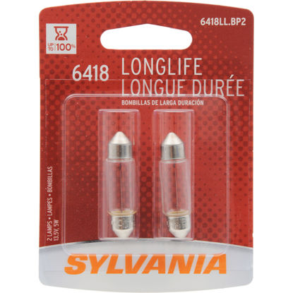 Picture of 6418LL.BP2 Long Life Blister Pack Twin License Light Bulb  By SYLVANIA